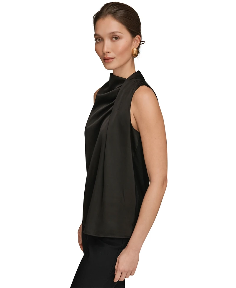 Donna Karan New York Women's Sleeveless Twist-Front Drape Blouse