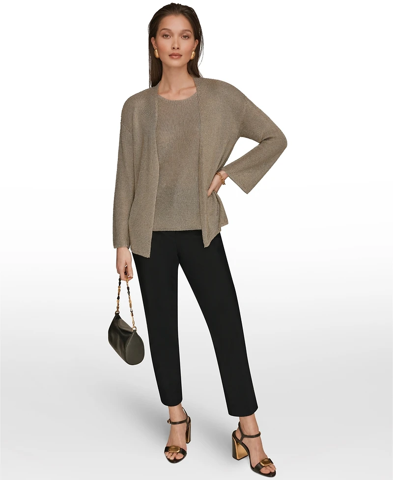 Donna Karan New York Women's Metallic V-Neck Long-Sleeve Cardigan