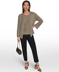 Donna Karan New York Women's Metallic V-Neck Long-Sleeve Cardigan