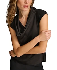 Donna Karan New York Women's Cowl-Neck Cap-Sleeve Top
