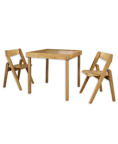 Meco Stackmore Juvenile Kids Folding 3 Piece Wood Table and Chair Furniture Set