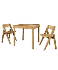 Meco Stackmore Juvenile Kids Folding 3 Piece Wood Table and Chair Furniture Set