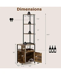 Slickblue 6-Tier Corner Bar Cabinet with Led Lights and Built-In Charging Station