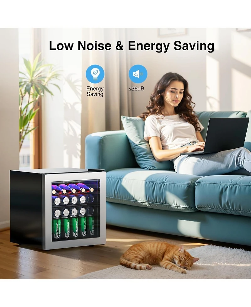 Cowsar 1.3 Cu. Ft. Beverage Refrigerator with Led Light
