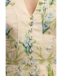 Karen Millen Women's Floral Puff Sleeve Midi Dress