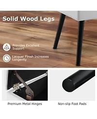 Gouun Velvet Storage Ottoman with Hinged Lid and Solid Wood Legs, 21 x 15 x 18.5 in