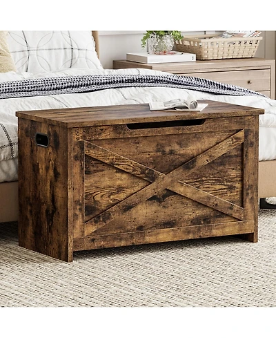 homfan Spacious Wooden Storage Chest – 30 Inch Lift-Top Entryway Shoe Organizer Bench with Safety Hinge Easy Assembly for Bedroom, Living Room