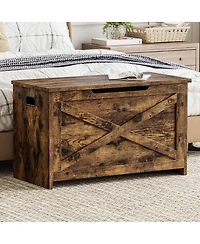 homfan Spacious Wooden Storage Chest – 30 Inch Lift-Top Entryway Shoe Organizer Bench with Safety Hinge Easy Assembly for Bedroom, Living Room