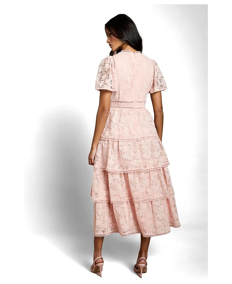 Coast Women's Flutter Sleeve Tiered Midi Dress