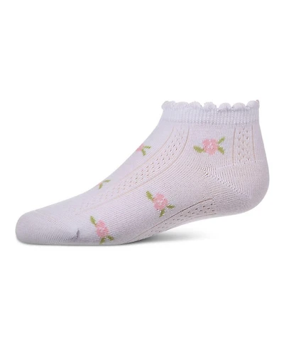 MeMoi Baby Girl's Cotton-Rich Scallop-Trim Ankle Sock with Mini-Floral Pattern