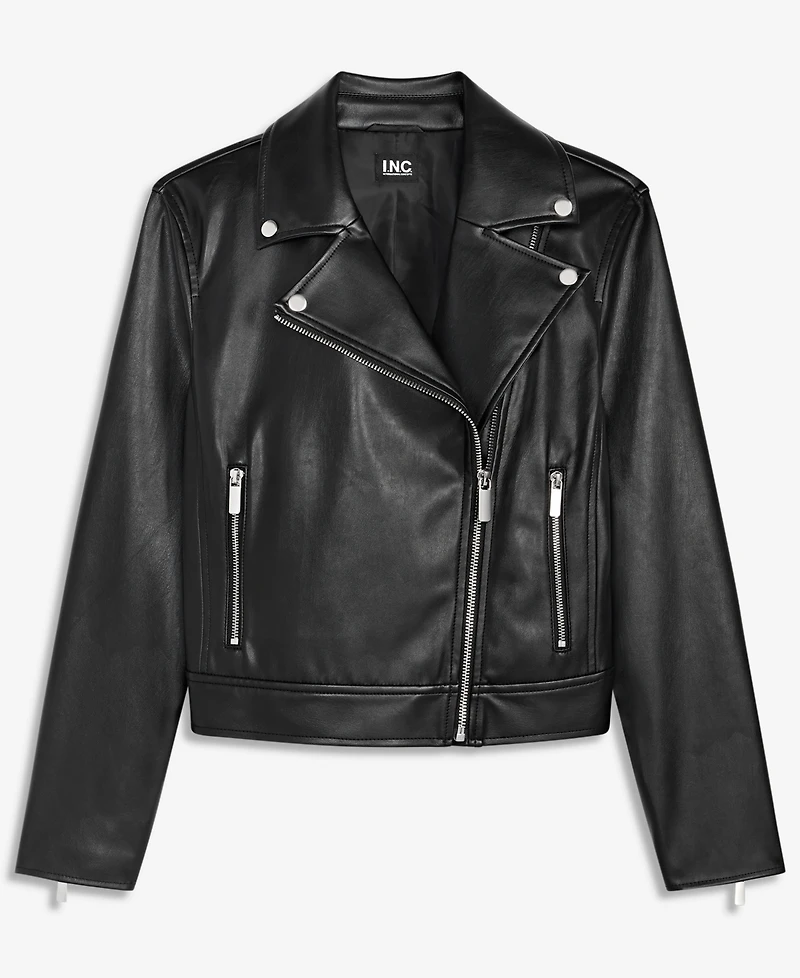 I.n.c. International Concepts Women's Faux-Leather Moto Jacket, Macy's Exclusive