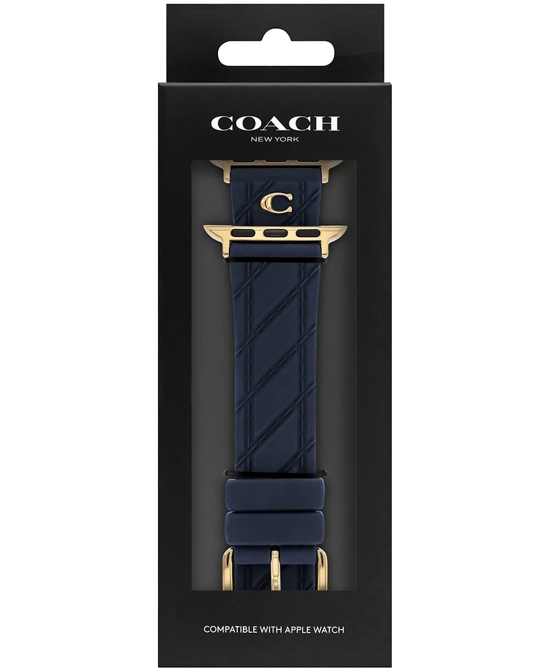 Coach Women's Navy Silicone Apple Watch Strap 38mm, 40mm, 41mm