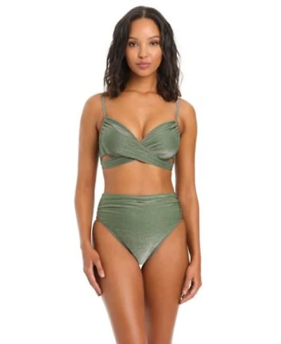 Bar Iii Womens Shimmer Core Solids Ots Wrap Demi Bra High Rise Bottoms