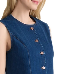 Jones New York Petite Sleeveless Woven Denim Vest