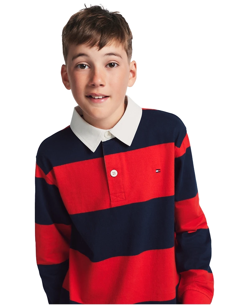 Tommy Hilfiger Boys' 8-20 Striped Long-Sleeve Rugby Polo Shirt