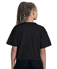 Starter Women's Black Carolina Panthers Rhinestone Sprinkle Boxy Cropped T-Shirt