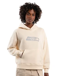Starter Women's Cream Seattle Seahawks Rhinestone Relaxed Hoodie