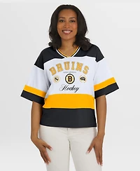 Wear by Erin Andrews Women's Black/White Boston Bruins Jersey Style T-Shirt
