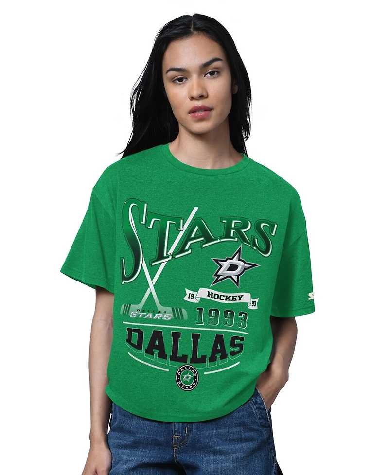 Starter Women's Heather Kelly Green Dallas Stars Oversized Hall of Fame T-Shirt