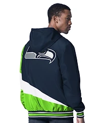 G-iii Sports by Carl Banks Men's College Navy/Charcoal Seattle Seahawks Dual Threat Reversable Full-Zip Hooded Jacket
