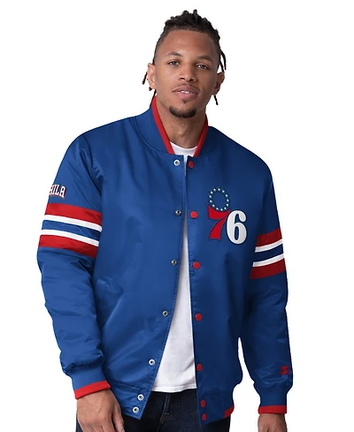 Starter Men's Royal Philadelphia 76ers Scout Varsity Satin Full-Snap Jacket