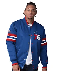 Starter Men's Royal Philadelphia 76ers Scout Varsity Satin Full-Snap Jacket