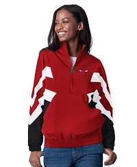 Starter Women's Red Chicago Bulls Renegade Oxford Half-Zip Jacket
