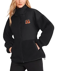 Dkny Sport Women's Black Cincinnati Bengals Drew Mixed Media Full-Zip Jacket