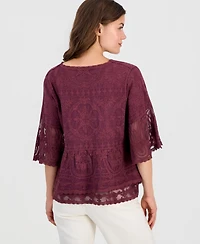 Democracy Petite Lace Double Bell Flounce Top
