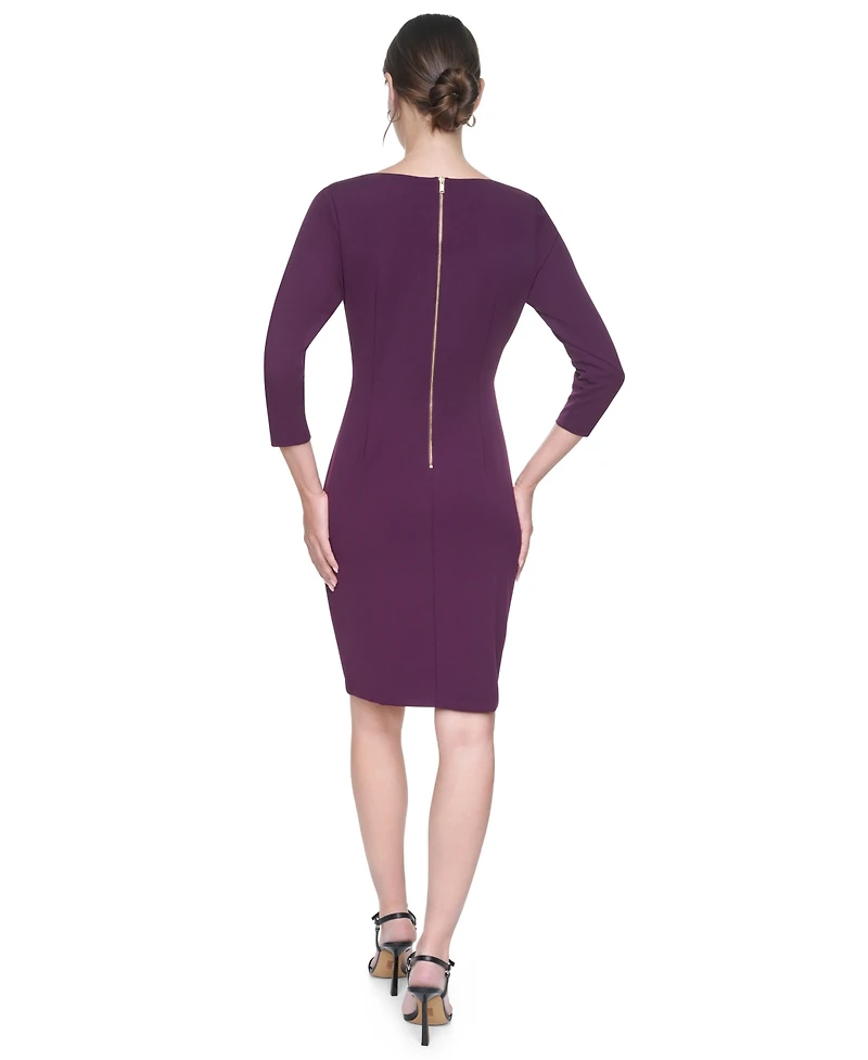 Dkny Women's Boat Neck Ruched Sheath Dress