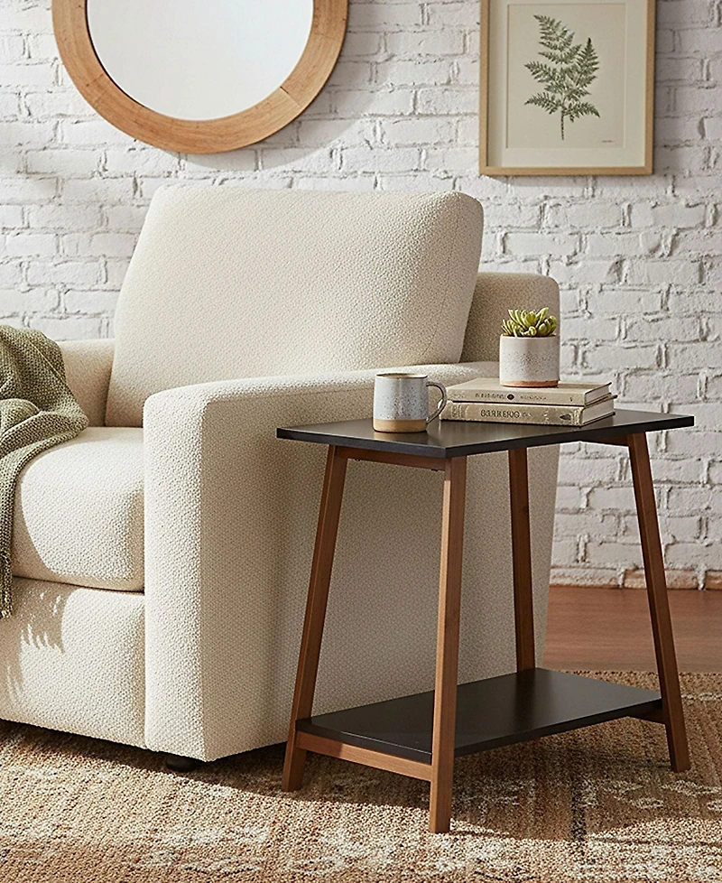 Fairway Avenue Home 22" Bamboo Wood Rectangle 2-Tier Narrow Recliner Table