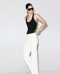 Mango Women's Belt Straight-Fit Pants