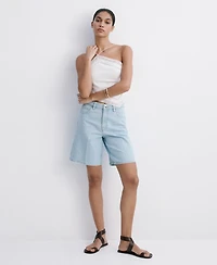 Mango Women's High-Waist Straight-Fit Denim Shorts