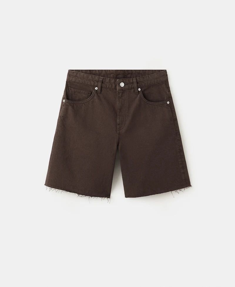 Mango Women's Frayed Hem Straight Bermuda Shorts
