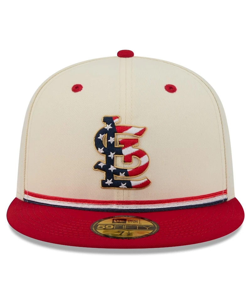 New Era Men's Cream/Red St. Louis Cardinals Usa 250 Fourth of July 59FIFTY Fitted Hat