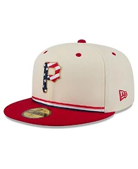 New Era Men's Cream/Red Pittsburgh Pirates Usa 250 Fourth of July 59FIFTY Fitted Hat