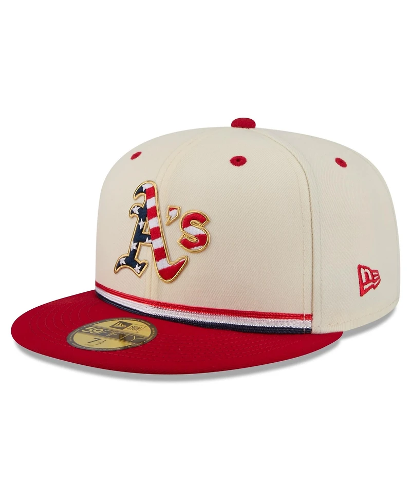 New Era Men's Cream/Red Athletics Usa 250 Fourth of July 59FIFTY Fitted Hat
