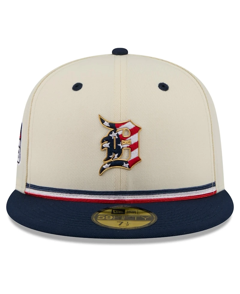 New Era Men's Cream/Blue Detroit Tigers Usa 250 Fourth of July 59FIFTY Fitted Hat