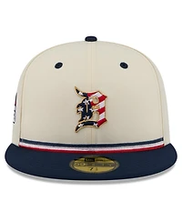 New Era Men's Cream/Blue Detroit Tigers Usa 250 Fourth of July 59FIFTY Fitted Hat