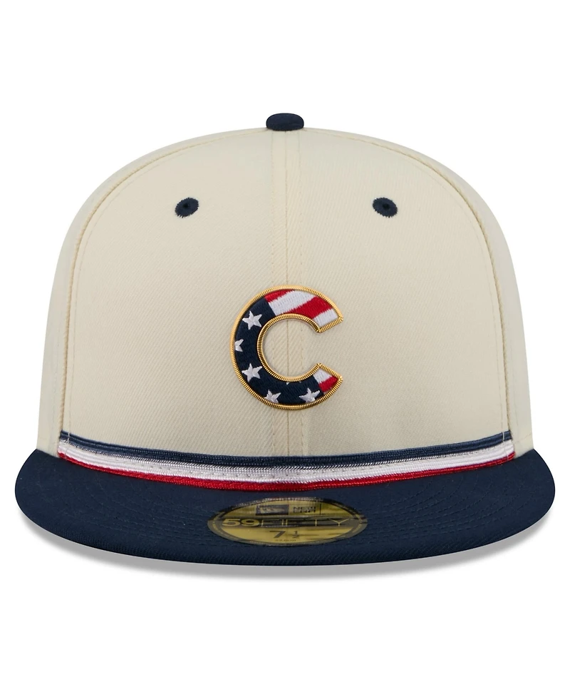 New Era Men's Cream/Blue Chicago Cubs Usa 250 Fourth of July 59FIFTY Fitted Hat