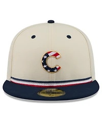 New Era Men's Cream/Blue Chicago Cubs Usa 250 Fourth of July 59FIFTY Fitted Hat