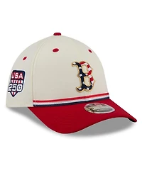 New Era Men's Cream/Red Boston Red Sox Usa 250 Fourth of July 39THIRTY M-Crown Flex Hat