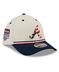 New Era Men's Cream/Navy Atlanta Braves Usa 250 Fourth of July 39THIRTY M-Crown Flex Hat