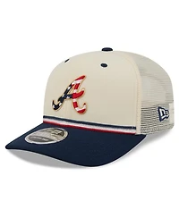 New Era Men's Cream/Navy Atlanta Braves Usa 250 Fourth of July 9SEVENTY Adjustable Hat
