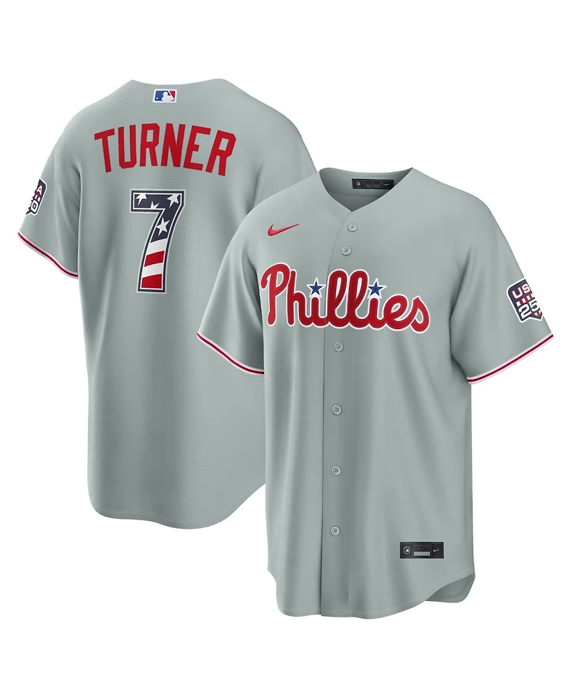Nike Men's Trea Turner Gray Philadelphia Phillies Usa 250 Fourth of July Stadium Jersey