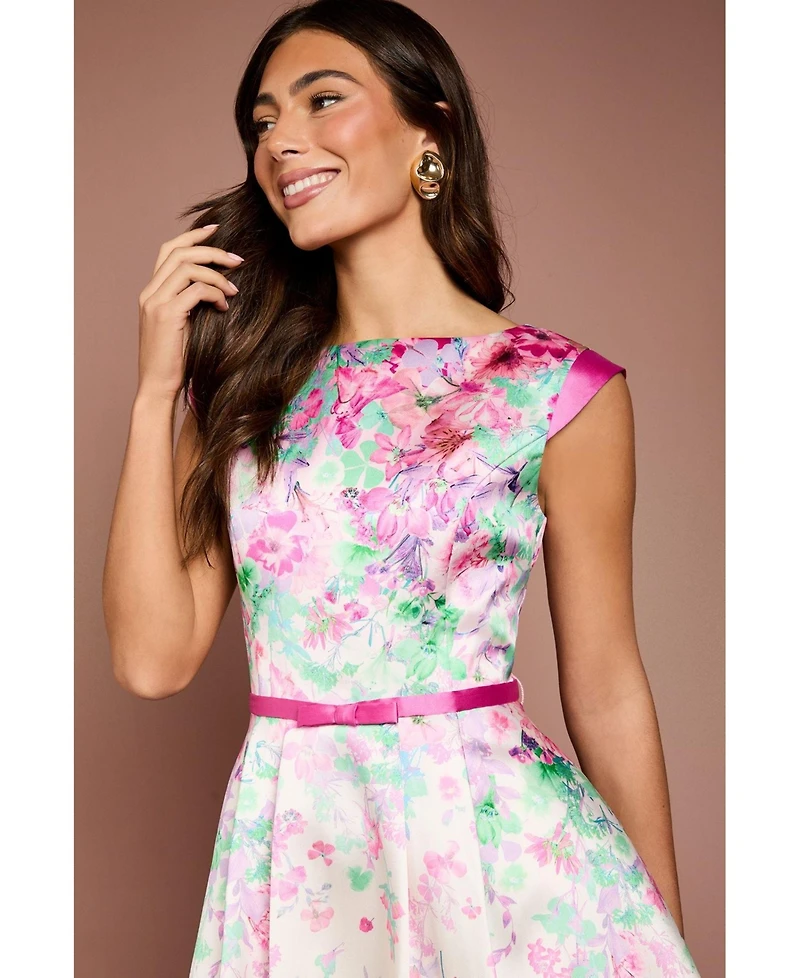 Coast Women's Floral High-Low Boat Neck Midi Dress