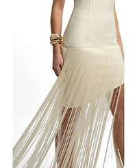 Karen Millen Women's Form Fit Bandage Tassel Hem Mini Dress