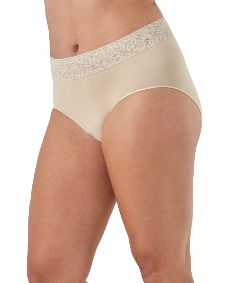 Bali Women's Seamless Lace-Trim Brief Panties, 3-Pack, DFMLB3