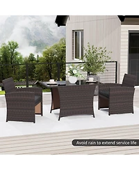Costway 3 Piece Wicker Bistro Set Balcony Furniture Set with Tempered Glass Dining Table