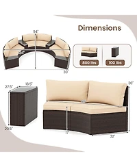 Costway 7 Piece Patio Furniture Set with Tempered Glass Top Side Tables Back and Seat Cushions